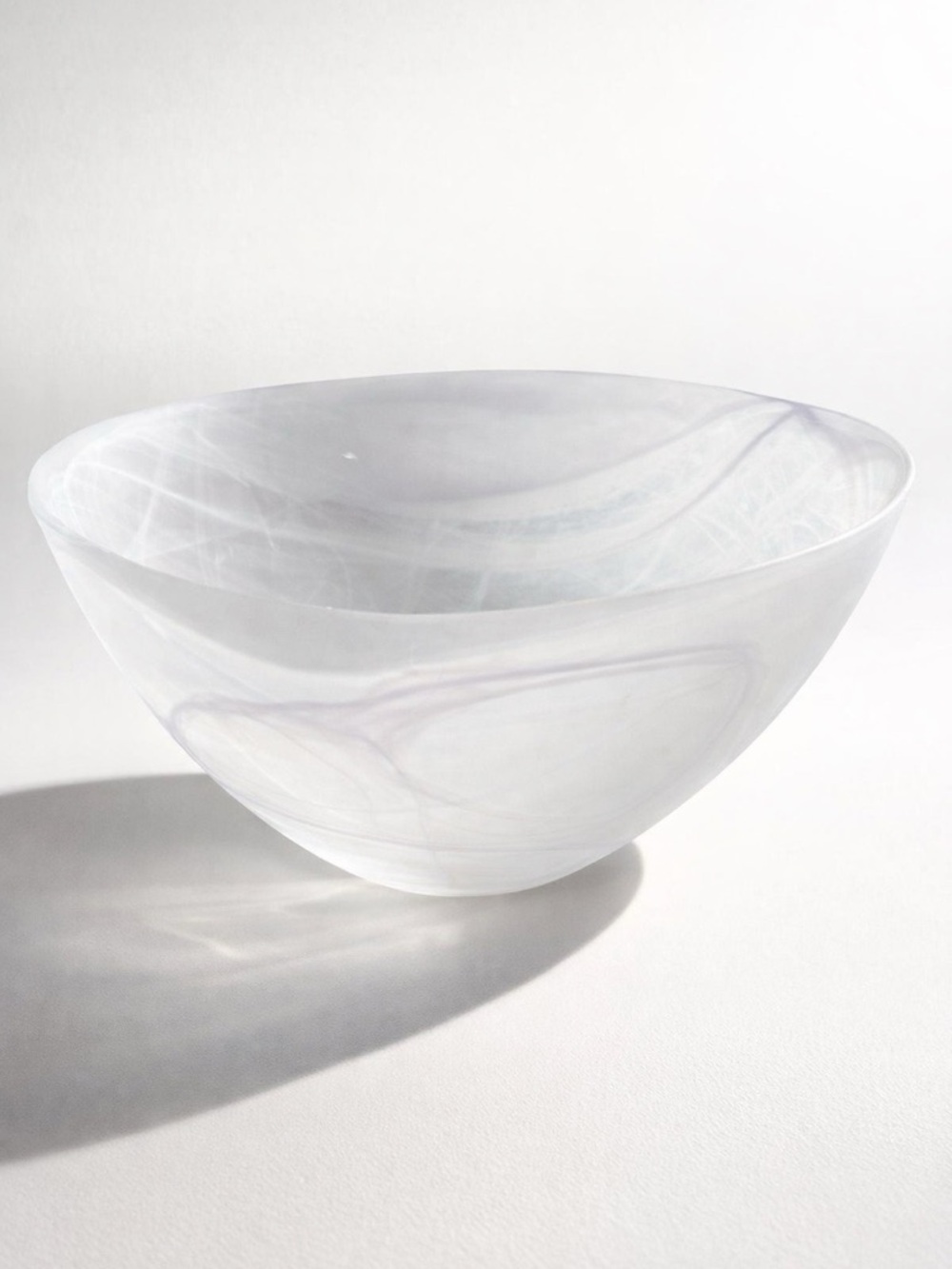 Arda Hand-Blown White Swirl Glass Alabaster Decorative Bowl made in Turkey
